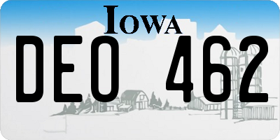 IA license plate DEO462