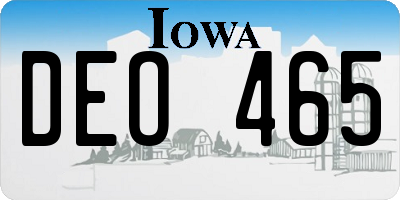IA license plate DEO465