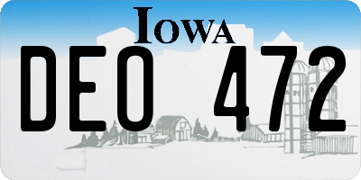 IA license plate DEO472