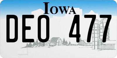 IA license plate DEO477