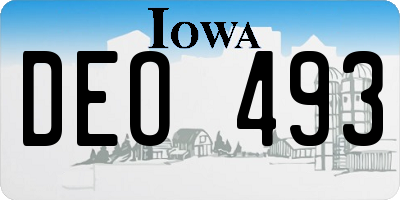 IA license plate DEO493