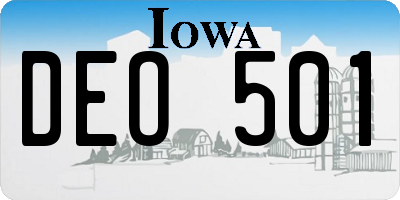 IA license plate DEO501