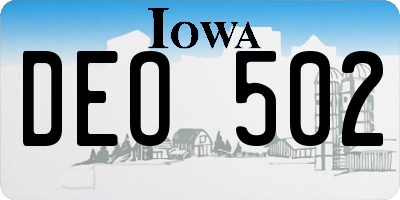 IA license plate DEO502