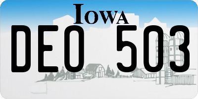 IA license plate DEO503