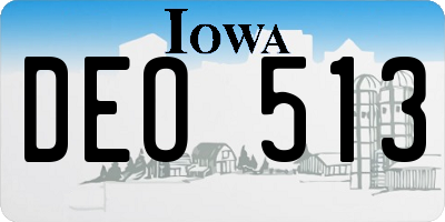 IA license plate DEO513