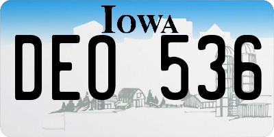 IA license plate DEO536
