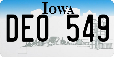 IA license plate DEO549