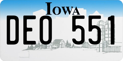 IA license plate DEO551