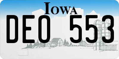 IA license plate DEO553