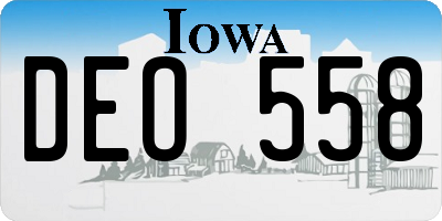 IA license plate DEO558