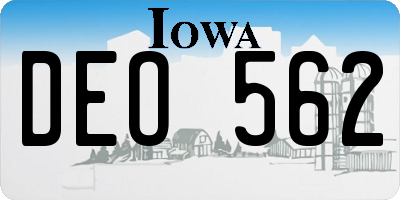 IA license plate DEO562