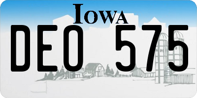 IA license plate DEO575