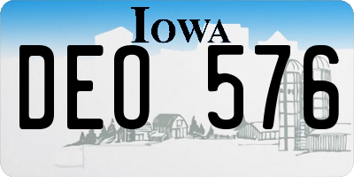 IA license plate DEO576