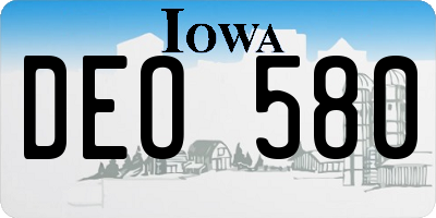IA license plate DEO580