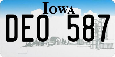 IA license plate DEO587