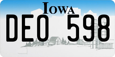 IA license plate DEO598