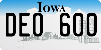 IA license plate DEO600