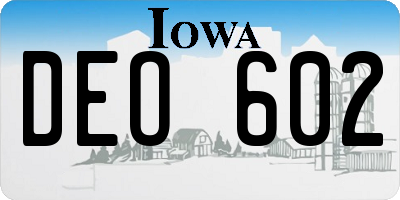 IA license plate DEO602