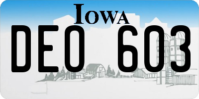 IA license plate DEO603