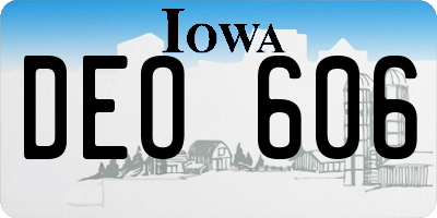 IA license plate DEO606