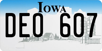 IA license plate DEO607