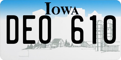 IA license plate DEO610