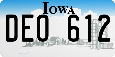 IA license plate DEO612