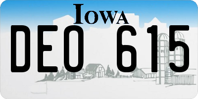 IA license plate DEO615