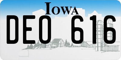 IA license plate DEO616