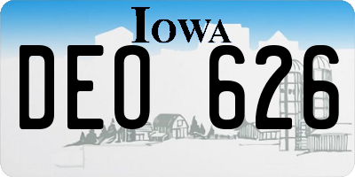 IA license plate DEO626