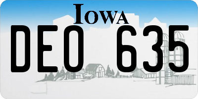 IA license plate DEO635