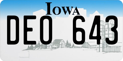 IA license plate DEO643