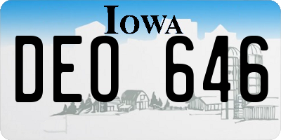 IA license plate DEO646