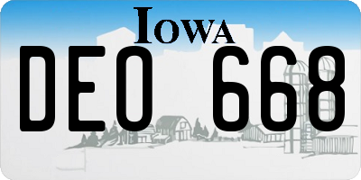 IA license plate DEO668
