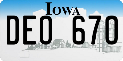 IA license plate DEO670