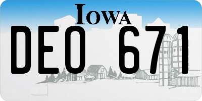 IA license plate DEO671