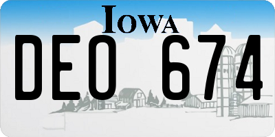 IA license plate DEO674