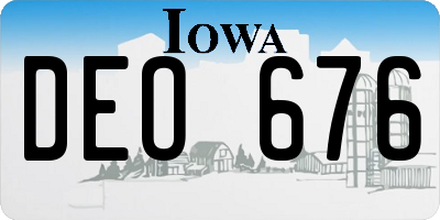 IA license plate DEO676