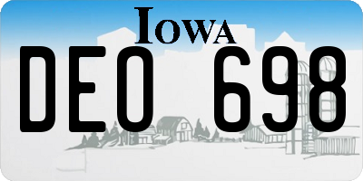 IA license plate DEO698