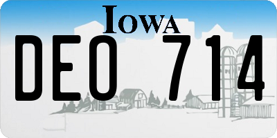 IA license plate DEO714