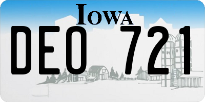 IA license plate DEO721