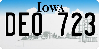 IA license plate DEO723