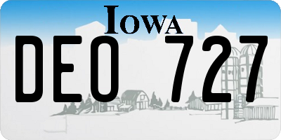 IA license plate DEO727