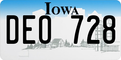 IA license plate DEO728