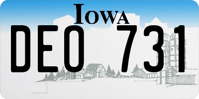 IA license plate DEO731