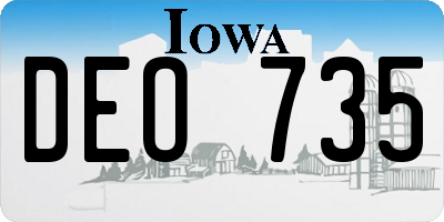 IA license plate DEO735