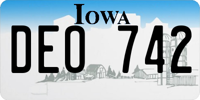IA license plate DEO742
