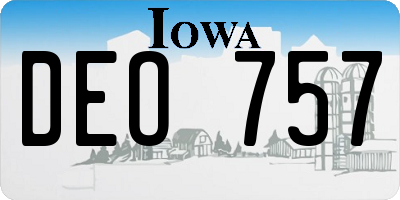 IA license plate DEO757