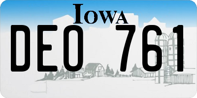 IA license plate DEO761