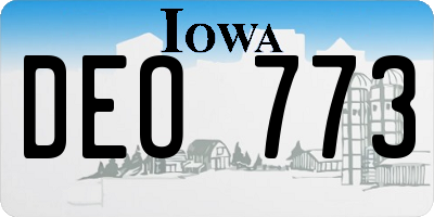 IA license plate DEO773